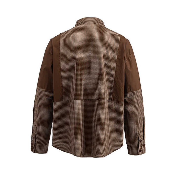 Buddha Stones Spring Fall Vintage Button-Up Plaid Men's Long Sleeve Shirts With Pocket - image 3