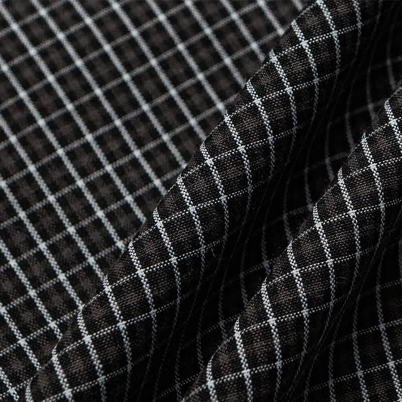 Buddha Stones Spring Fall Vintage Button-Up Plaid Men's Long Sleeve Shirts With Pocket - image 19