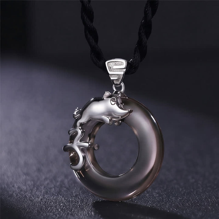 Buddha Stones Chinese Zodiac Peace Buckle Fortune Pendant Necklace - image 2