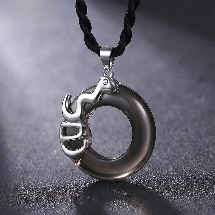Buddha Stones Chinese Zodiac Peace Buckle Fortune Pendant Necklace - Snake - image 11