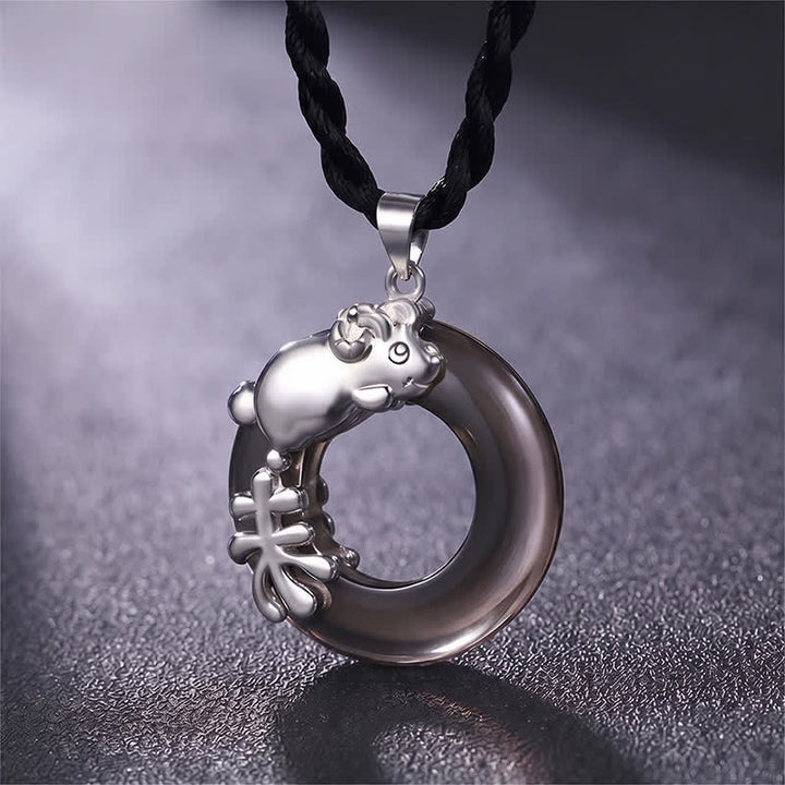 Buddha Stones Chinese Zodiac Peace Buckle Fortune Pendant Necklace - Goat - image 13