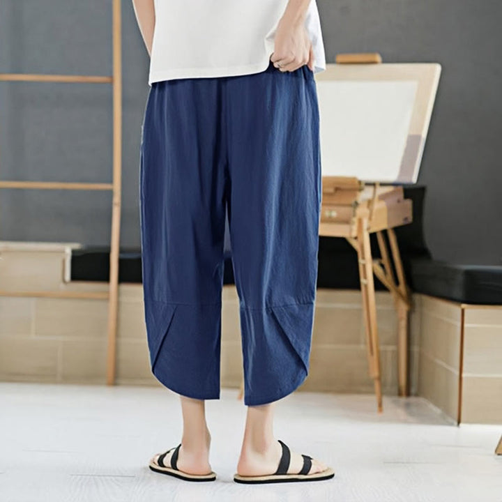 Buddha Stones Summer Men's Solid Color 7-8 Length Drawstring Pants With Pockets - image 25