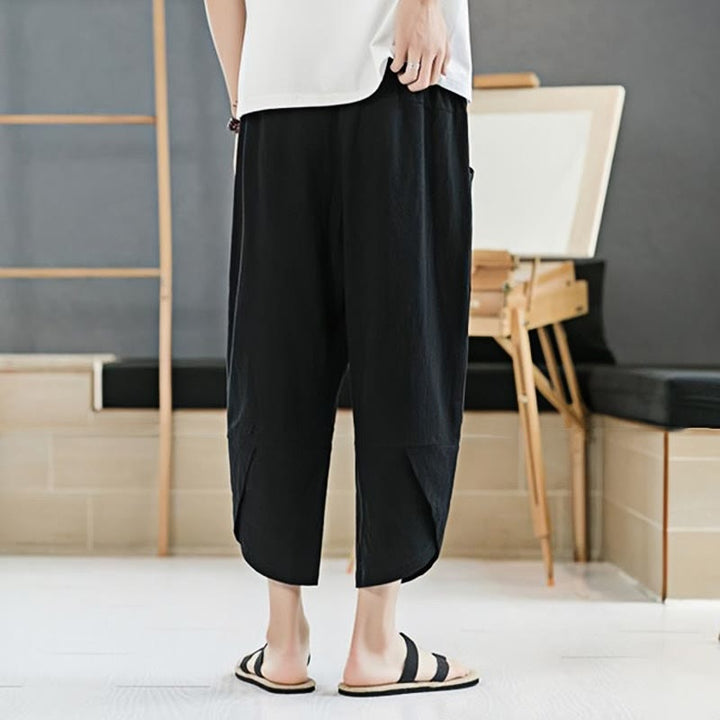 Buddha Stones Summer Men's Solid Color 7-8 Length Drawstring Pants With Pockets - image 10