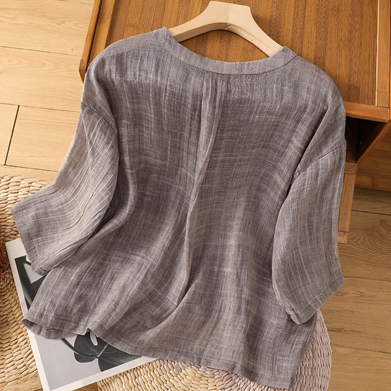 Buddha Stones Casual Summer Plain Crew Neck Women's Three Quarter Sleeve T-Shirt - image 17