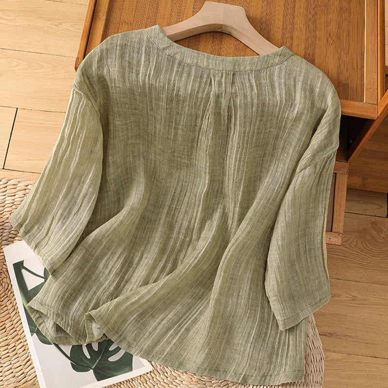 Buddha Stones Casual Summer Plain Crew Neck Women's Three Quarter Sleeve T-Shirt - image 1