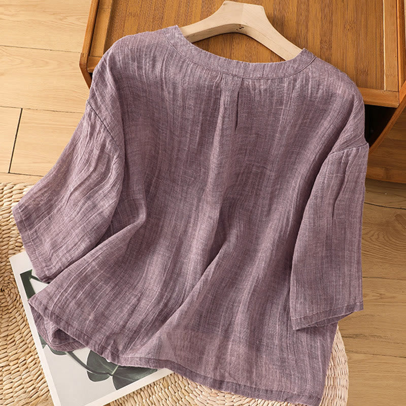 Buddha Stones Casual Summer Plain Crew Neck Women's Three Quarter Sleeve T-Shirt - image 9