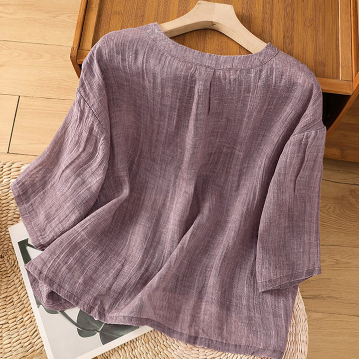 Buddha Stones Casual Summer Plain Crew Neck Women's Three Quarter Sleeve T-Shirt - image 9