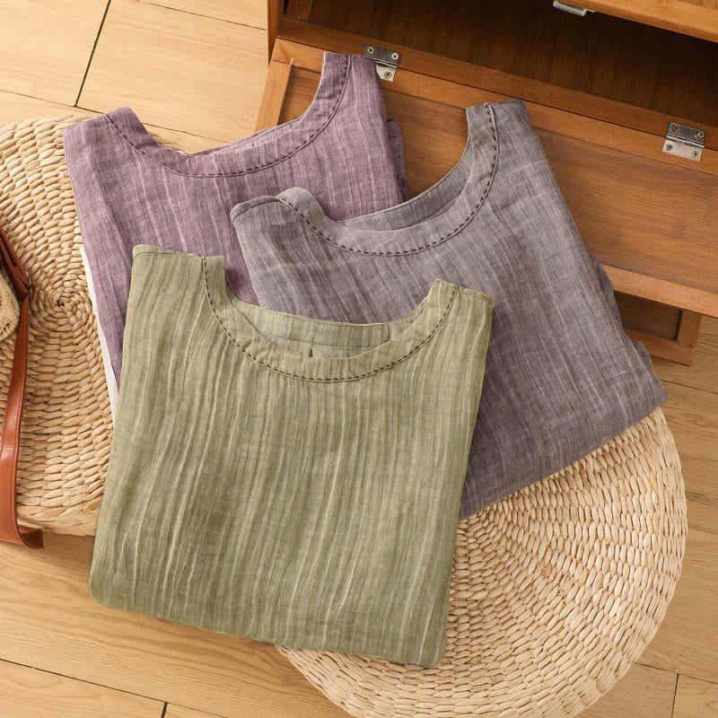 Buddha Stones Casual Summer Plain Crew Neck Women's Three Quarter Sleeve T-Shirt - image 30