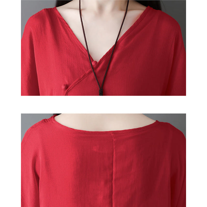 Buddha Stones V-Neck Midi Tunic Dress Wide Leg Pants Meditation Zen Practice Dance Clothing - image 14