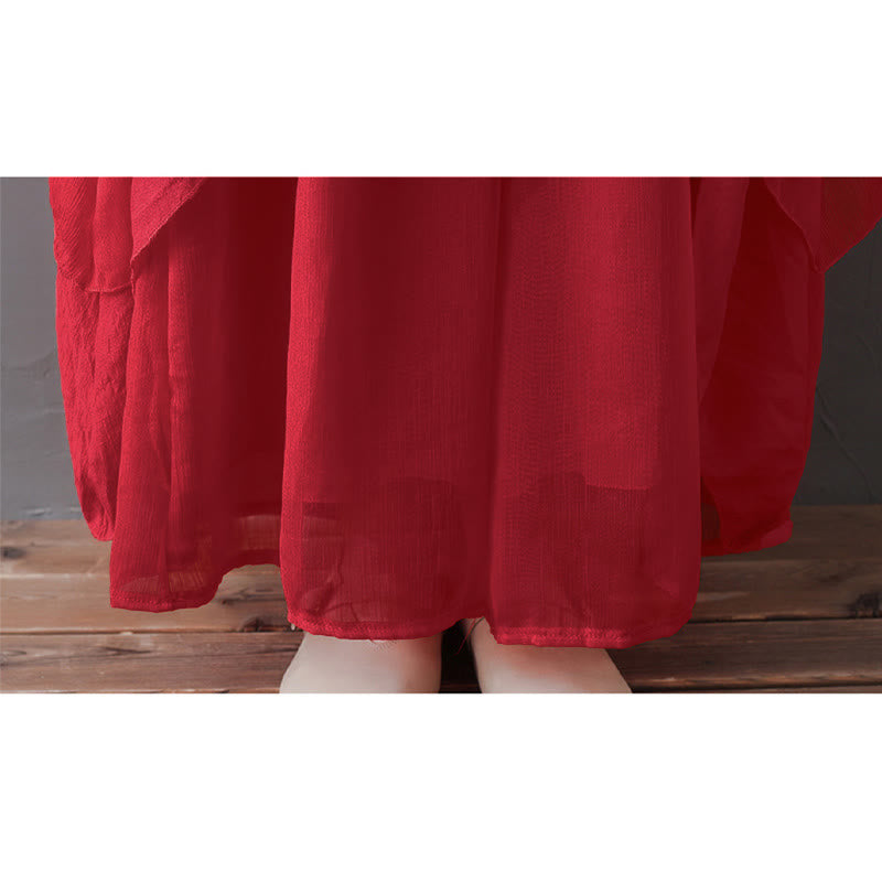 Buddha Stones V-Neck Midi Tunic Dress Wide Leg Pants Meditation Zen Practice Dance Clothing - image 19