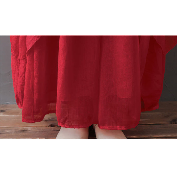 Buddha Stones V-Neck Midi Tunic Dress Wide Leg Pants Meditation Zen Practice Dance Clothing - image 19