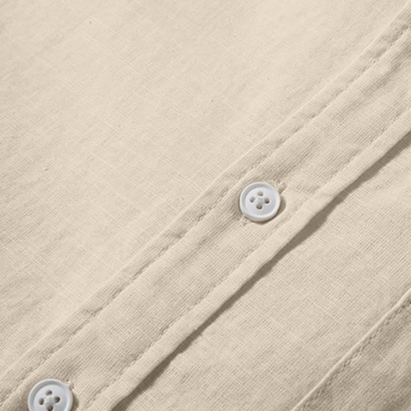 Buddha Stones Summer Men's Short Sleeve Button Down Cotton Linen Shirt - image 11
