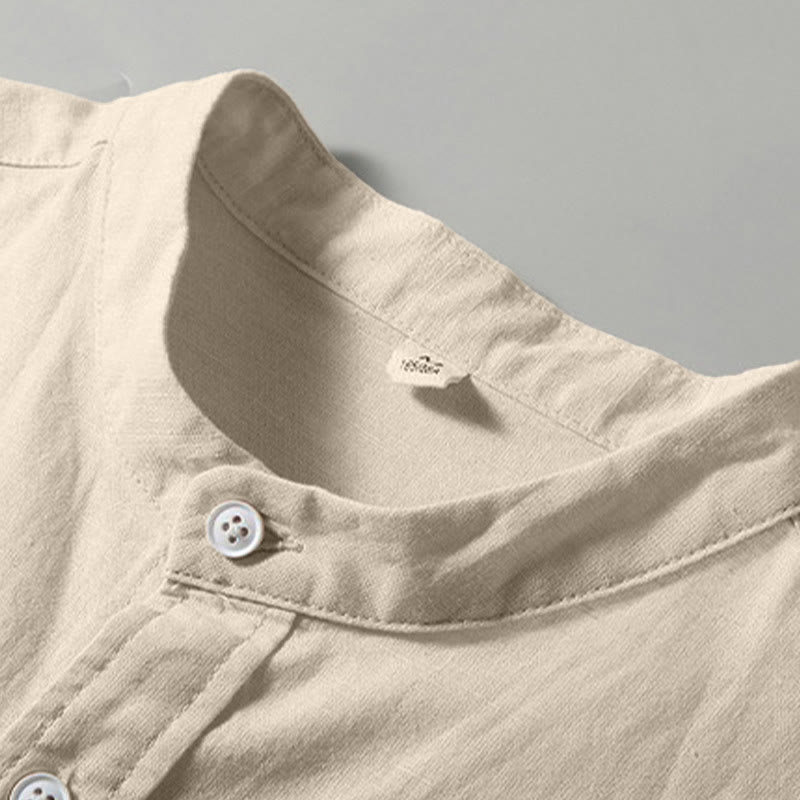 Buddha Stones Summer Men's Short Sleeve Button Down Cotton Linen Shirt - image 7