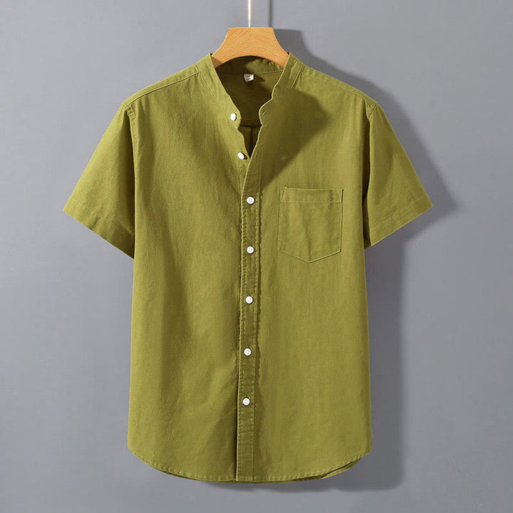 Buddha Stones Summer Men's Short Sleeve Button Down Cotton Linen Shirt - YellowGreen - US/UK/AU42，EU52 (3XL)  - image 16