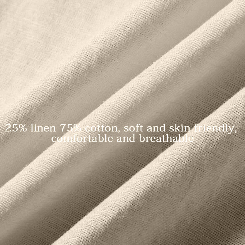 Buddha Stones Summer Men's Short Sleeve Button Down Cotton Linen Shirt - image 15
