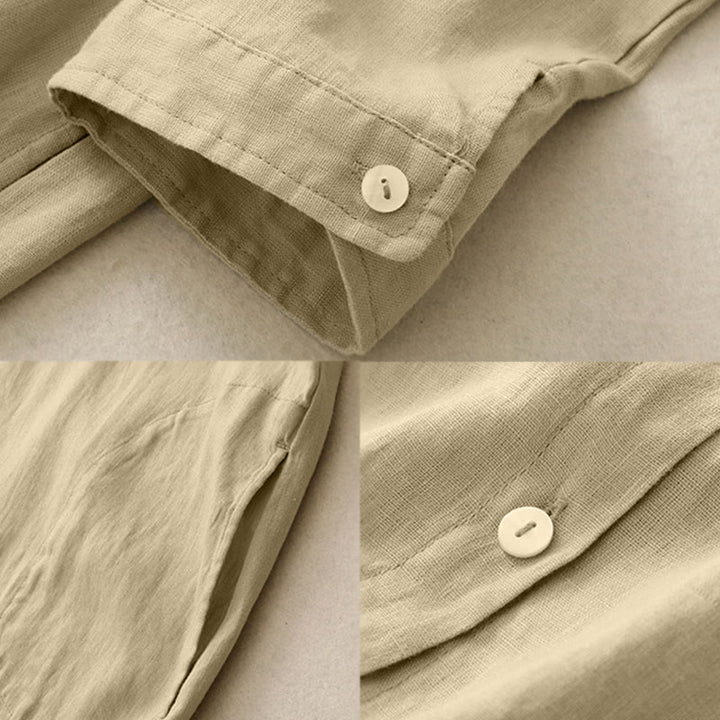 Buddha Stones Fall Commute Plain Buttons Design Long Sleeve Knee Length Dress With Pockets - image 16