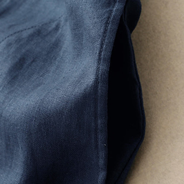 Buddha Stones Fall Commute Plain Buttons Design Long Sleeve Knee Length Dress With Pockets - image 3