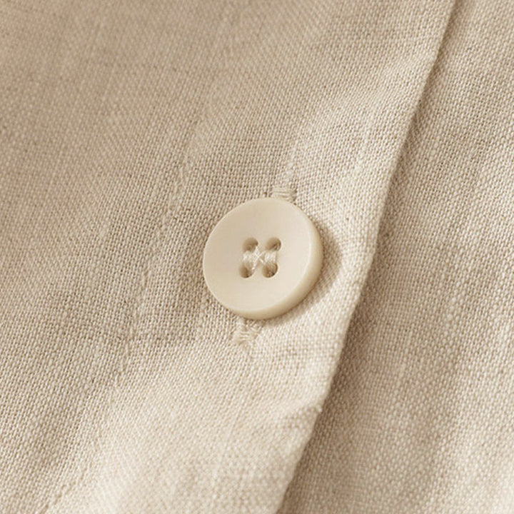 Buddha Stones Summer Solid Color V-Neck Buttons Simple Design Women's Short Sleeve Shirt - image 8