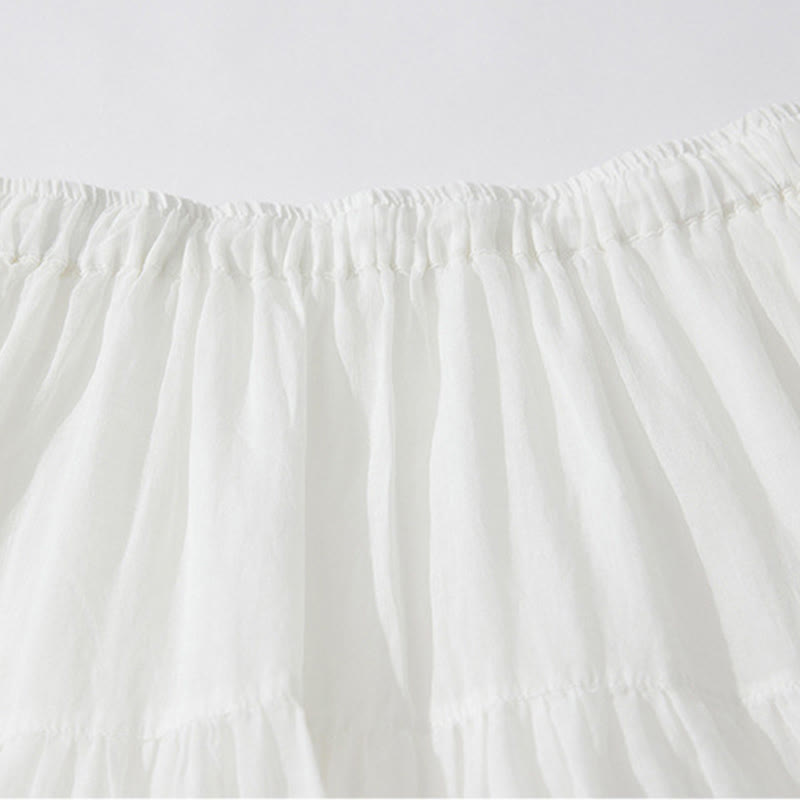 Buddha Stones Embroidery Hollow Design A-line Drawstring High Waist Women's Skirt With Pockets - image 11