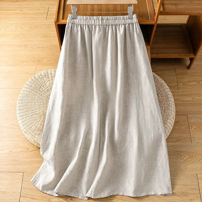 Buddha Stones Summer Casual Vintage Side Slit Solid Flowers Women's Skirts With Pocket - image 1
