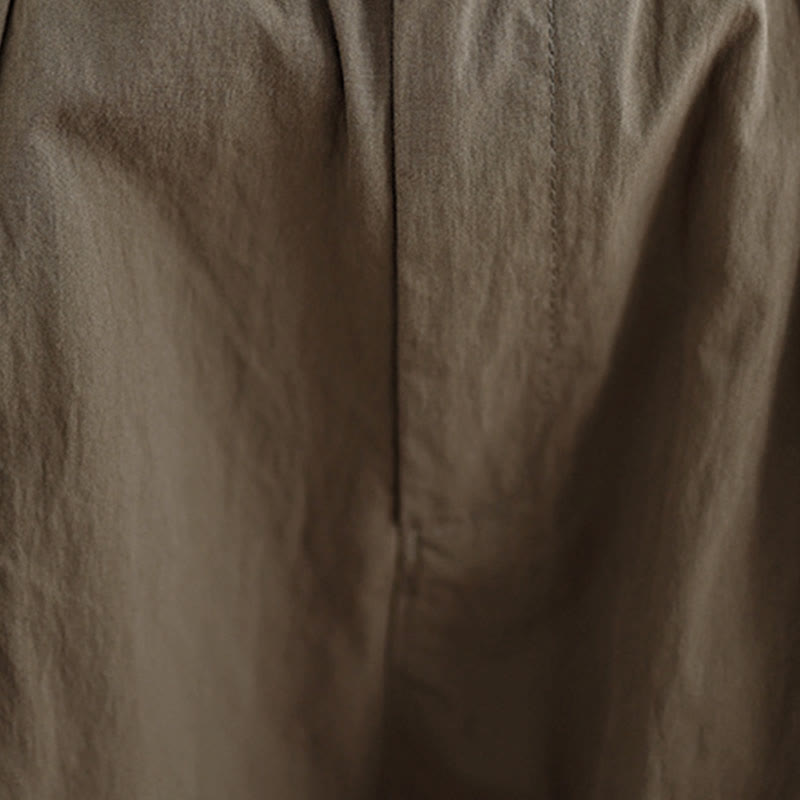 Buddha Stones Casual Solid Color One Top Button Elastic Waistband Women's Pants With Pockets - image 7