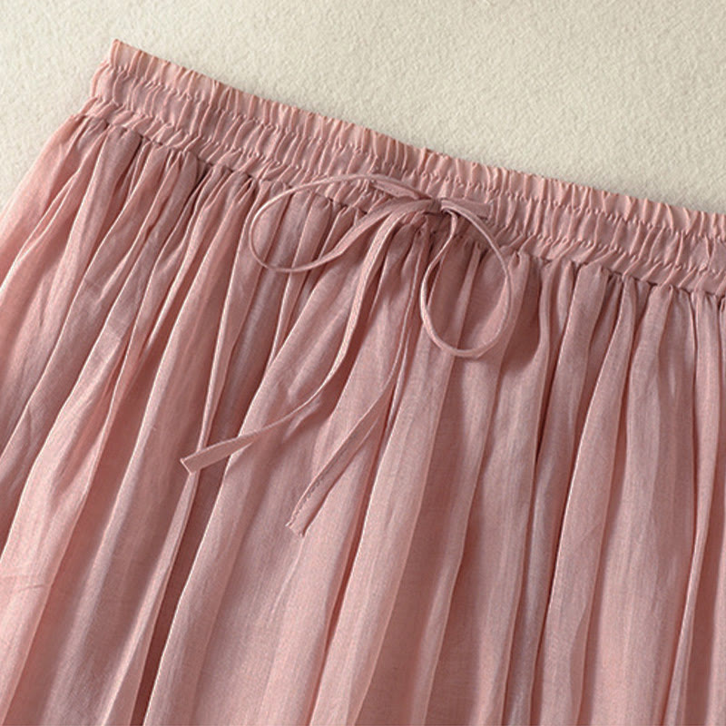 Buddha Stones Summer Plain Drawstring Lace Patchwork Design Women's 7-8 Length Skirt - image 2