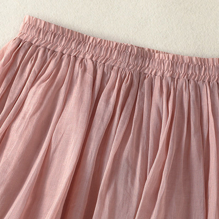 Buddha Stones Summer Plain Drawstring Lace Patchwork Design Women's 7-8 Length Skirt - image 3