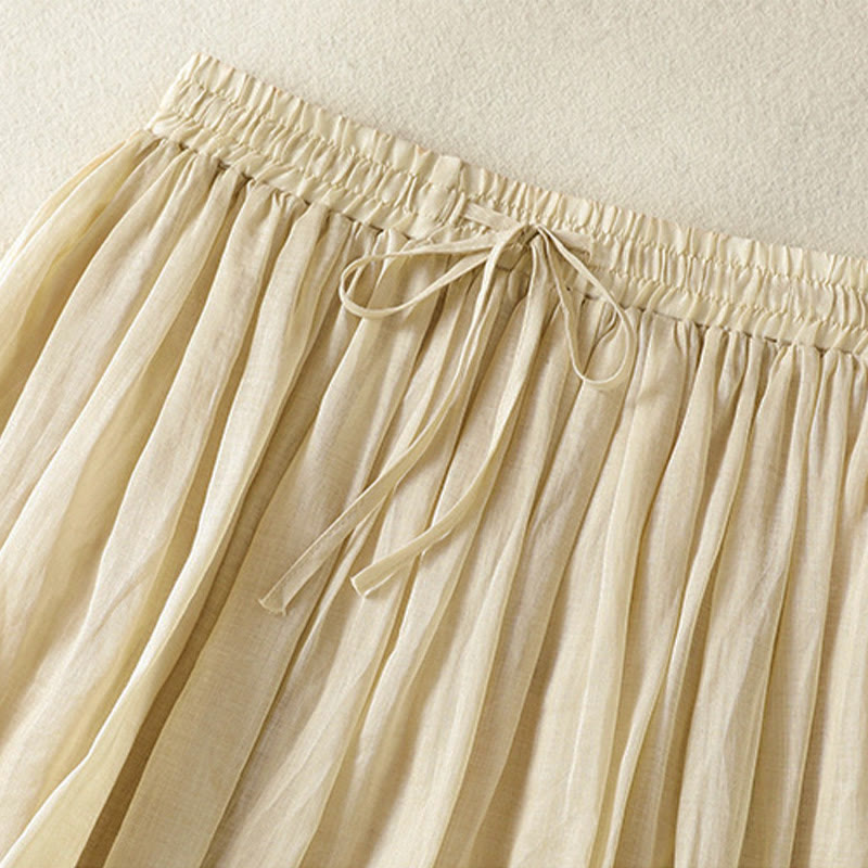 Buddha Stones Summer Plain Drawstring Lace Patchwork Design Women's 7-8 Length Skirt - image 30