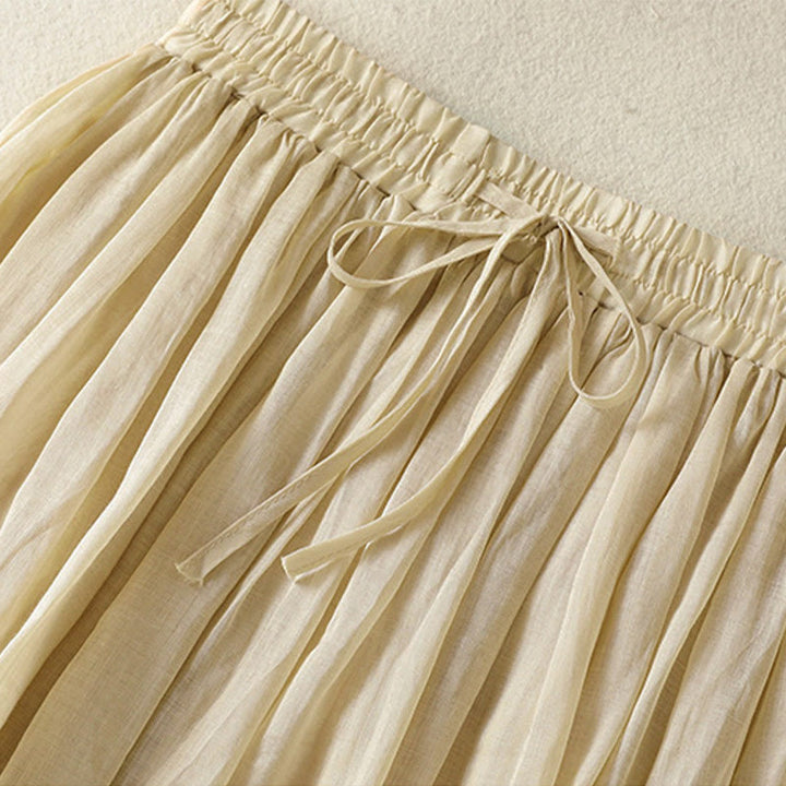Buddha Stones Summer Plain Drawstring Lace Patchwork Design Women's 7-8 Length Skirt - image 28