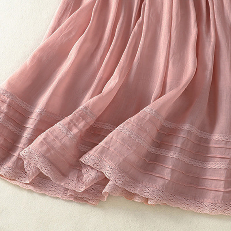 Buddha Stones Summer Plain Drawstring Lace Patchwork Design Women's 7-8 Length Skirt - image 6