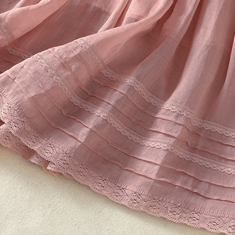 Buddha Stones Summer Plain Drawstring Lace Patchwork Design Women's 7-8 Length Skirt - image 8