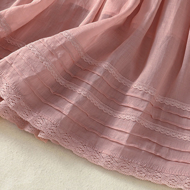 Buddha Stones Summer Plain Drawstring Lace Patchwork Design Women's 7-8 Length Skirt - image 8