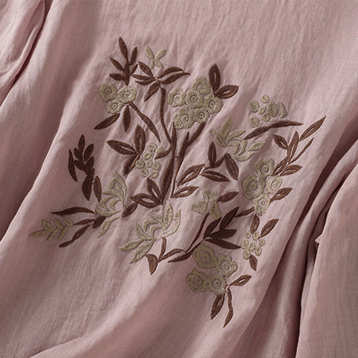 Buddha Stones Retro Embroidery Floral Three Quarter Sleeve Women's T-Shirt - image 28
