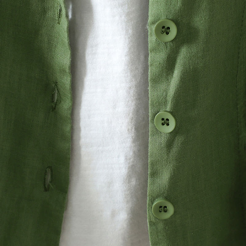Buddha Stones Pure Color V-neck Women's Jacket With Pockets - image 19