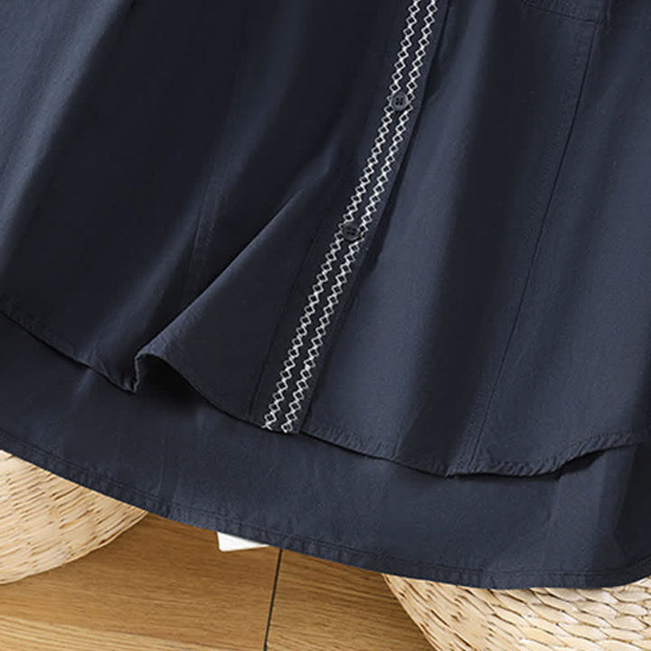 Buddha Stones Summer Casual Minimalist Solid Contrast Trim Women's Long Sleeve Shirts With Patch Pocket - image 7