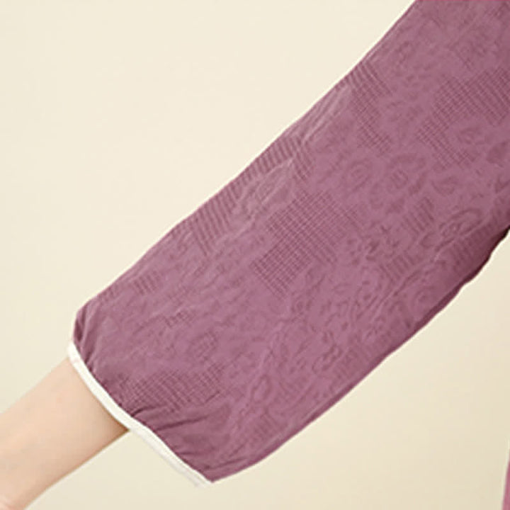 Buddha Stones Summer Vintage Tang Style Embroidery Floral Women's Three-Quarter Sleeve Shirts - image 9