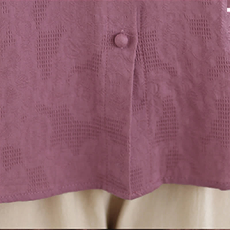 Buddha Stones Summer Vintage Tang Style Embroidery Floral Women's Three-Quarter Sleeve Shirts - image 7