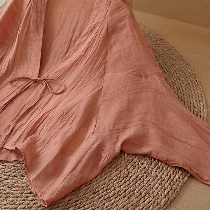 Buddha Stones Summer Casual Boho Wrinkle Design Drawstring Solid Women's Kimono - image 28