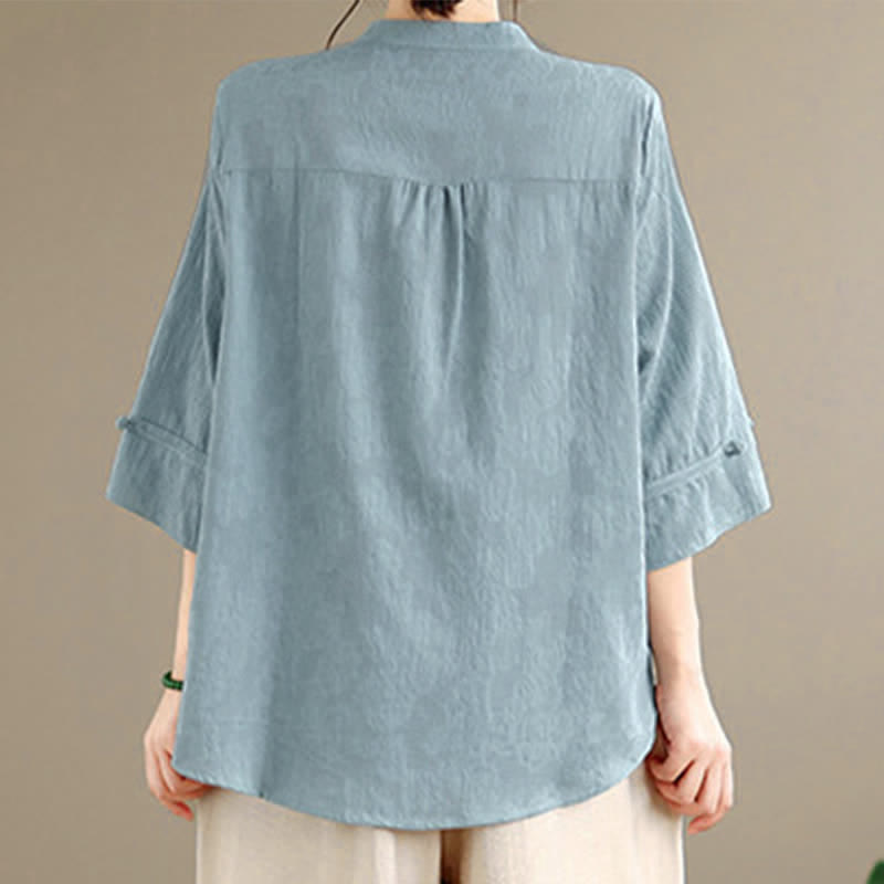 Buddha Stones Spring Summer Vintage Tang Style Embroidery Mandarin Collar Floral Women's Long Sleeve Shirts - image 13