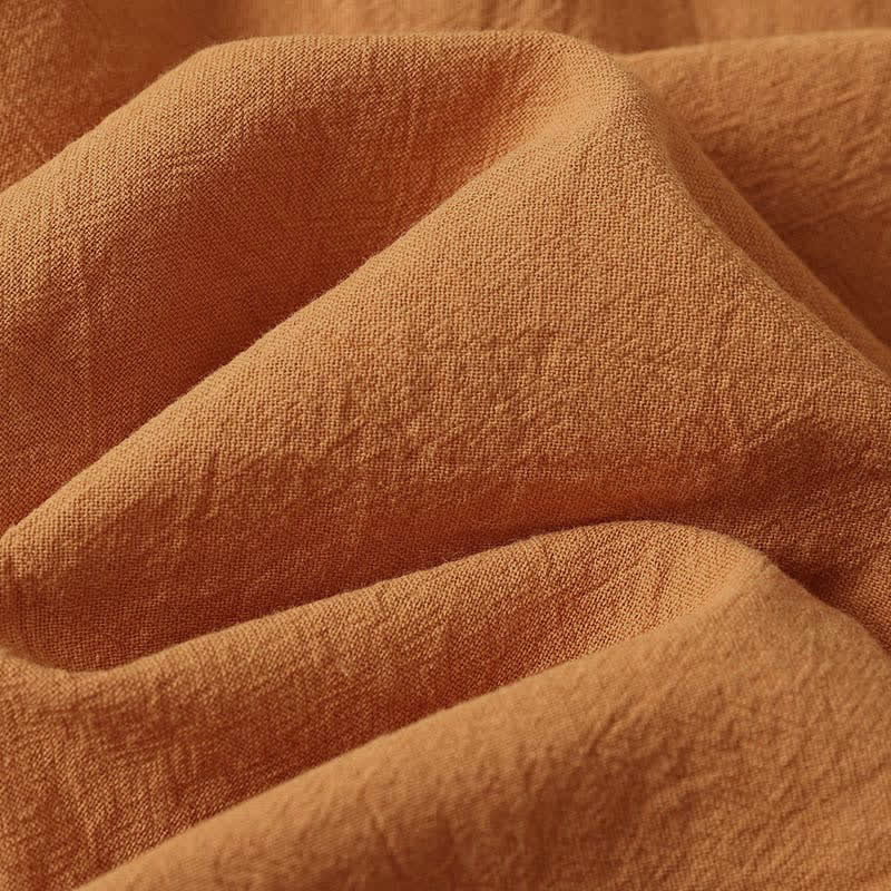 Buddha Stones Summer Casual Minimalist Solid Orange Crew Neck Women's Short Sleeve Dress - image 8
