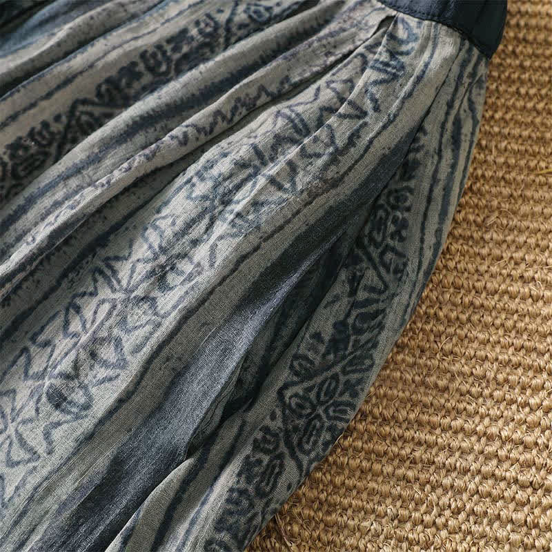 Buddha Stones Spring Summer Casual Bohemian Drawstring Geometric Women's Skirts With Pockets - image 8