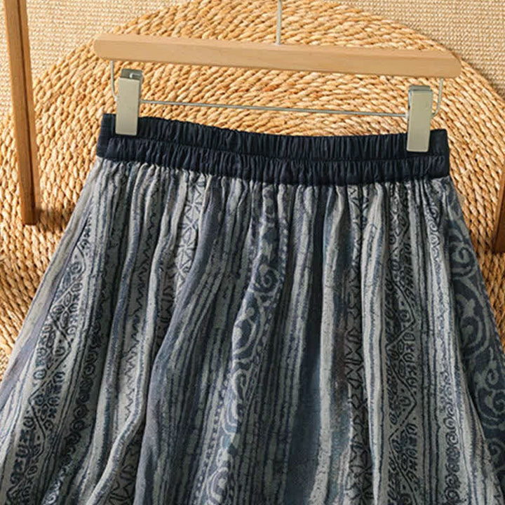 Buddha Stones Spring Summer Casual Bohemian Drawstring Geometric Women's Skirts With Pockets - image 5