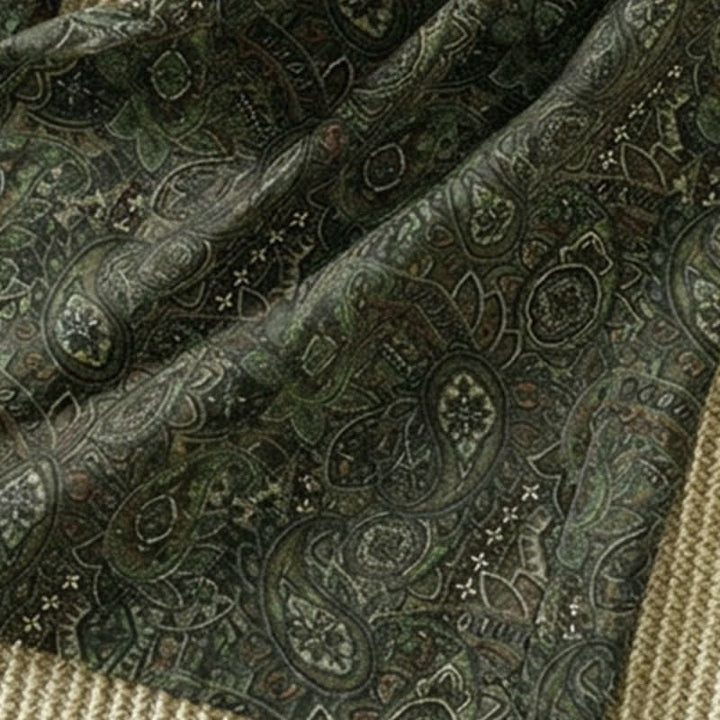 Buddha Stones Spring Summer Boho Drawstring Green Abstract Long Pants Women's Wide Leg Pants With Pocket - image 10