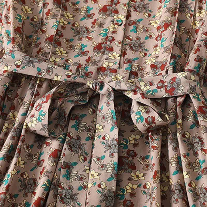 Buddha Stones Spring Summer Vintage Elegant Button-Up Floral Women's Long Sleeve DressWith Pockets - image 5