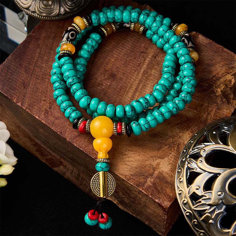 Buddha Stones Turquoise Abacus Beads Dzi Bead Communication and Prosperity Mala - image 1