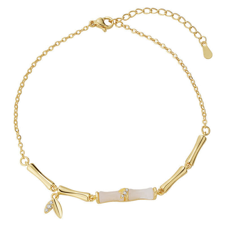 Buddha Stones Copper Bamboo Leaves Wealth Chain Anklet - image 9