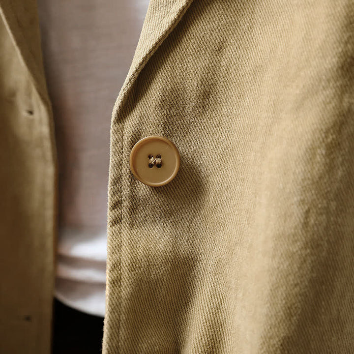 Buddha Stones Spring Fall Buttons Lapel Collar Long Sleeve Mid-length Women's Jacket With Pockets - image 5