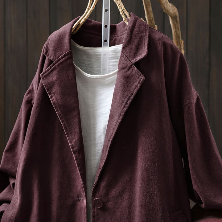Buddha Stones Spring Fall Buttons Lapel Collar Long Sleeve Mid-length Women's Jacket With Pockets - image 17
