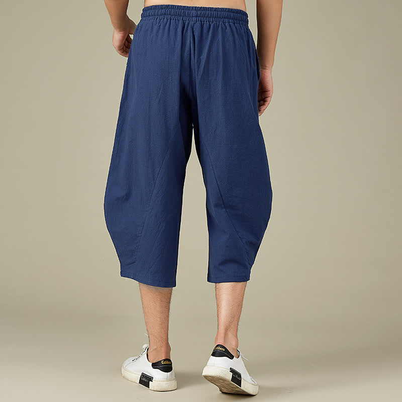 Buddha Stones Casual Solid Color Leisure Cotton Men's Tapered Pants With Pockets - image 14