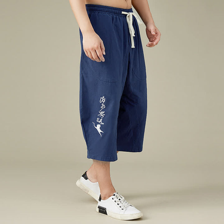 Buddha Stones Casual Solid Color Leisure Cotton Men's Tapered Pants With Pockets - image 13